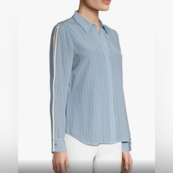 NWT new 🆕 L’Agence Maggie split sleeve blouse size large 100% silk - Picture 3 of 14